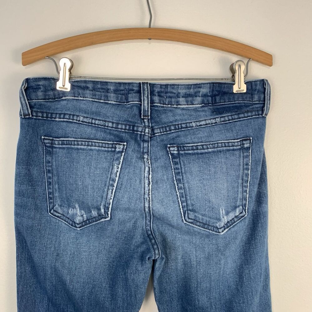 AMO Mid Rise Jeans Denim Stix Crop Raw Hem In Color Pacific Size 29 - Picture 7 of 12
